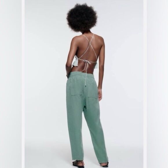 Zara The Raw Hem Jogger Pants in Light Green Size Small - Picture 3 of 8